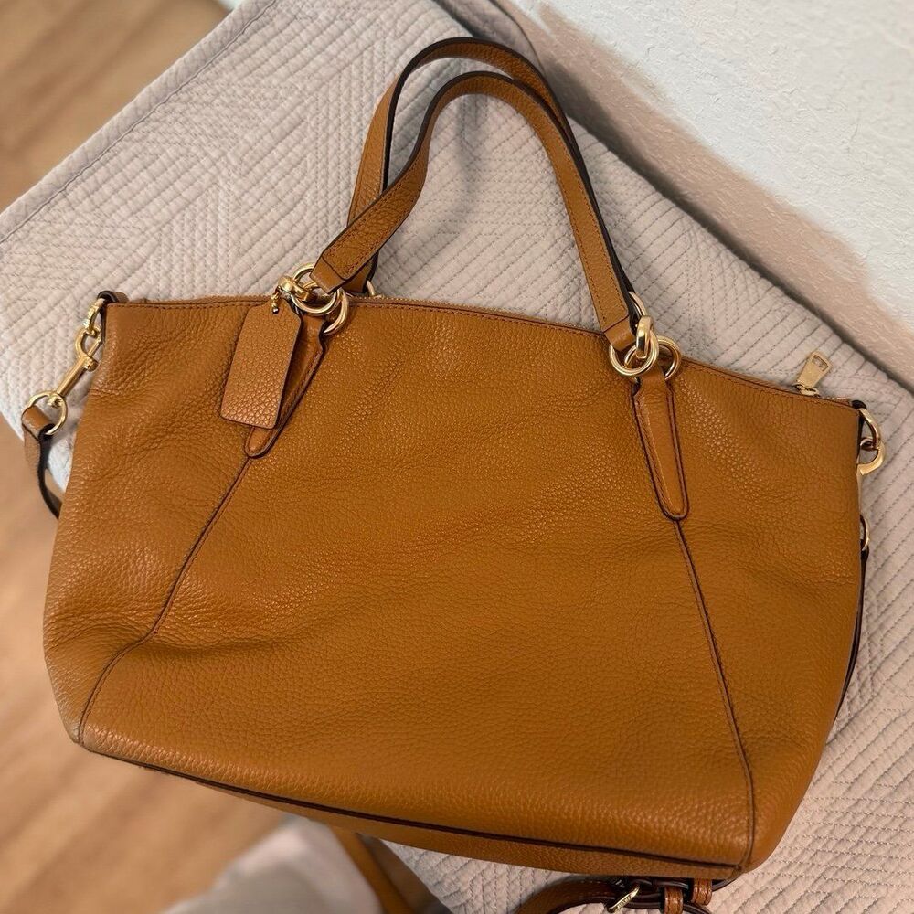 Coach Kelsey Brown Pebbled Leather Satchel Crossbody in Light Saddle F28993 - Picture 12 of 12